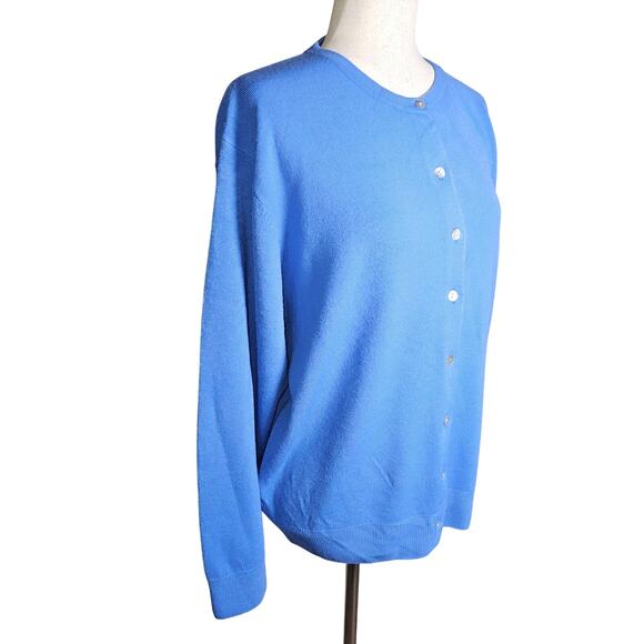 Tina Best Quality Scotland Sweaters - Vintage 100% Cashmere Blue Button Up Sweater by Tina Best Quality Scotland XL